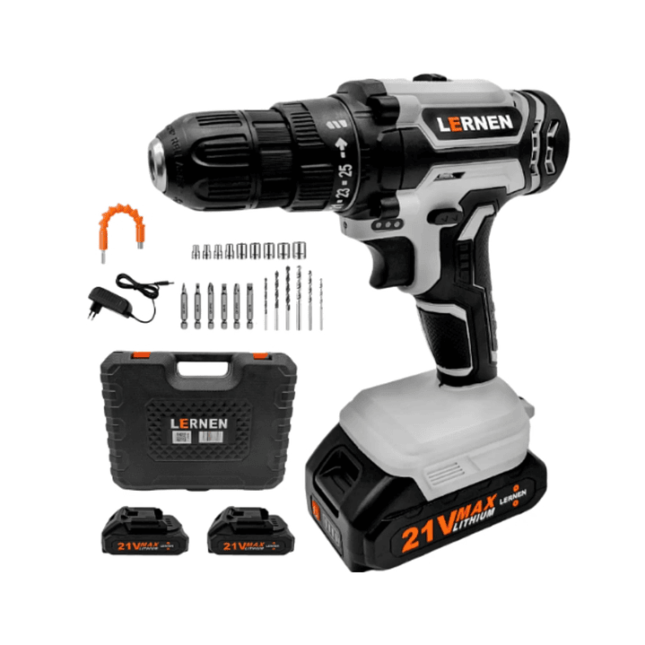 Kit Taladro Destornillador Inalámbrico LERNEN 21V + 2 Baterías + Accesorios | Potencia y Versatilidad Profesional 1