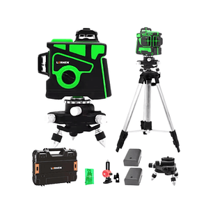 Nivel Láser Profesional 12 Líneas Verde LERNEN + Trípode + Maletín | Precisión 360° para Obras Profesionales