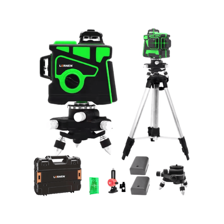 Nivel Láser Profesional 12 Líneas Verde LERNEN + Trípode + Maletín | Precisión 360° para Obras Profesionales 1