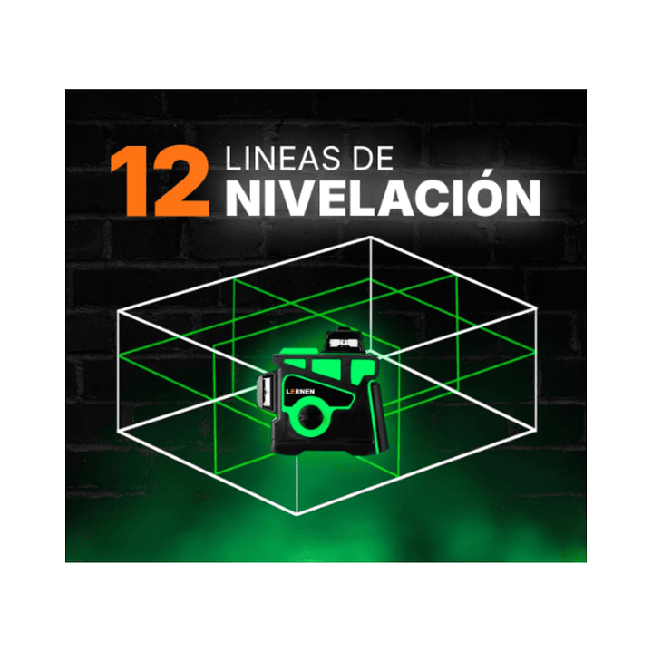 Nivel Láser Profesional 12 Líneas Verde LERNEN + Trípode + Maletín | Precisión 360° para Obras Profesionales 6