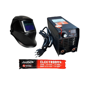 Kit Soldadora MMA-120 Redbo + Máscara de Soldar WH9646-2B Redbo + Electrodos 6011 (1 kg) Redbo