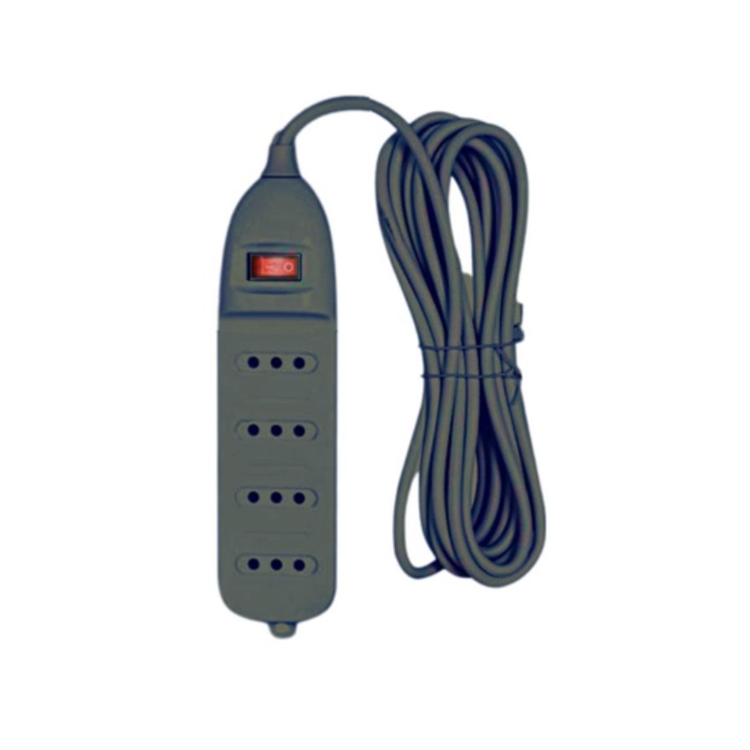 Alargador Múltiple 4 Tomas con Interruptor Negro | Extensión Eléctrica Certificada SEC