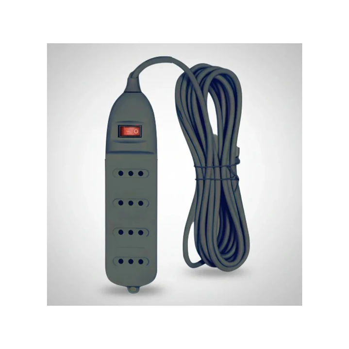 Alargador Múltiple 4 Tomas con Interruptor Negro | Extensión Eléctrica Certificada SEC 4