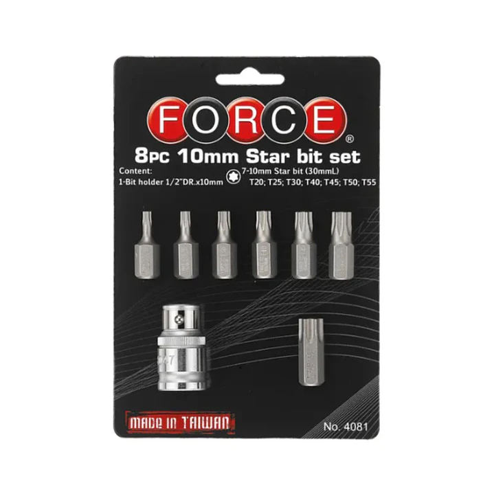 Juego de Puntas Torx con Dado Toma 1/2” – 7 Piezas T20-T55 Profesional Force 4081 1