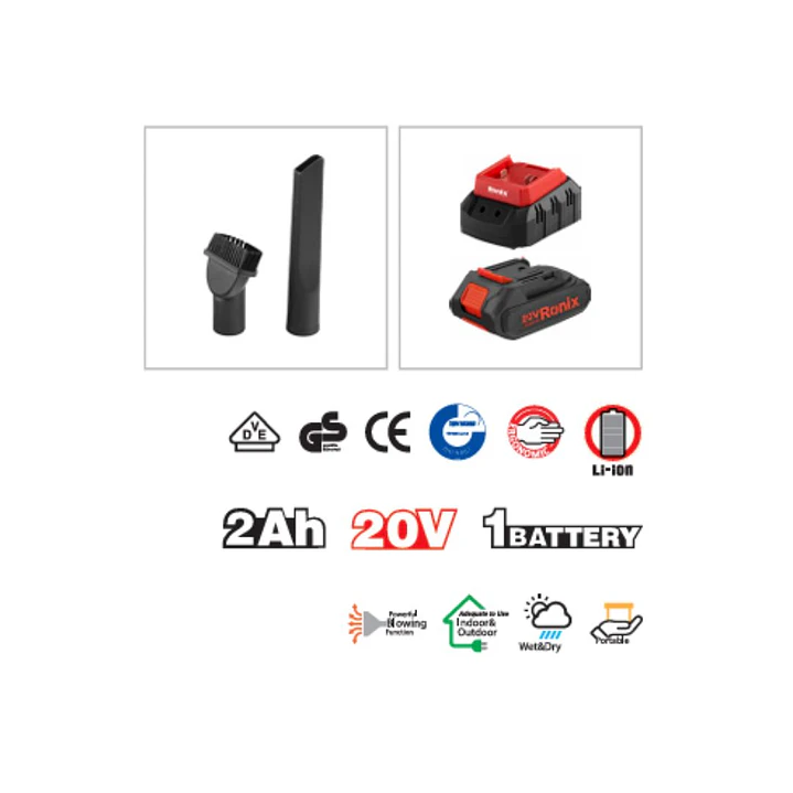 Aspiradora Inalámbrica 20V 150W 8641 Ronix 3