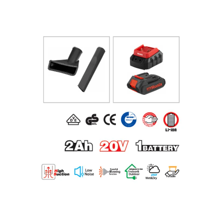 Aspiradora Compacta Inalámbrica 150W 20V 8640 Ronix 3