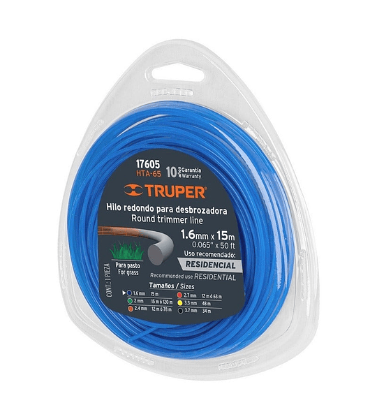 NYLON P/ORILLADORA 1,65 MM HTA-65 (AZUL)