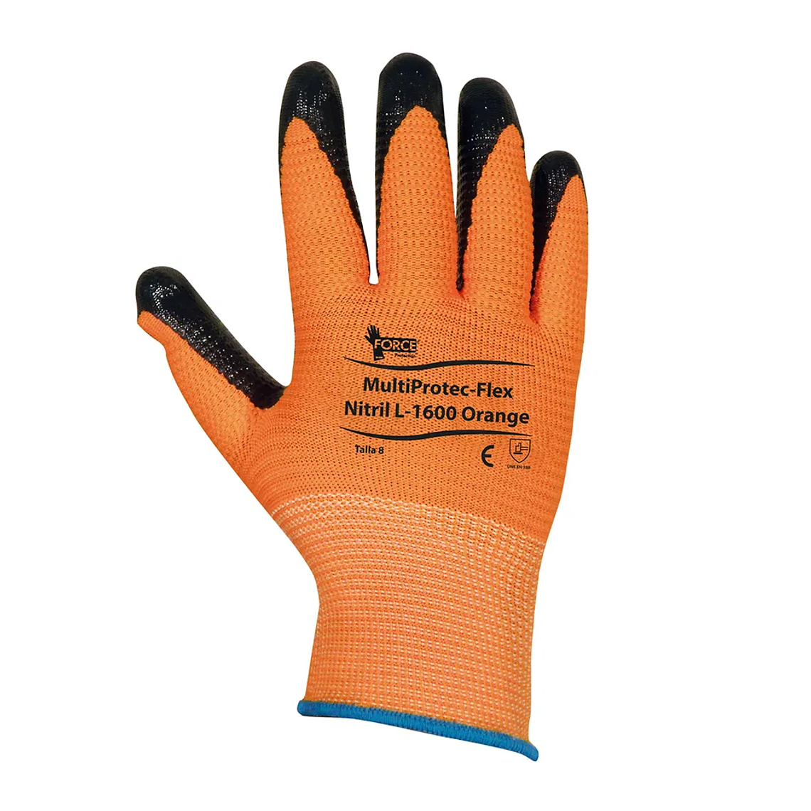 GUANTE MULTIPRO TEC-FLEX ORANGE L-1600 PALMA NITRILO TALLA 8 1
