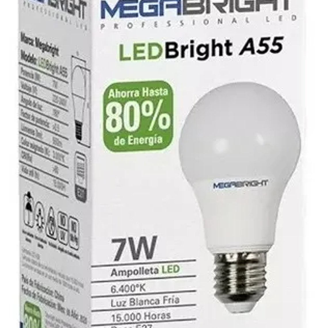 AMPOLLETA LED A60 9W E27 LUZ FRIA (6400K) MEGABRIGHT 1