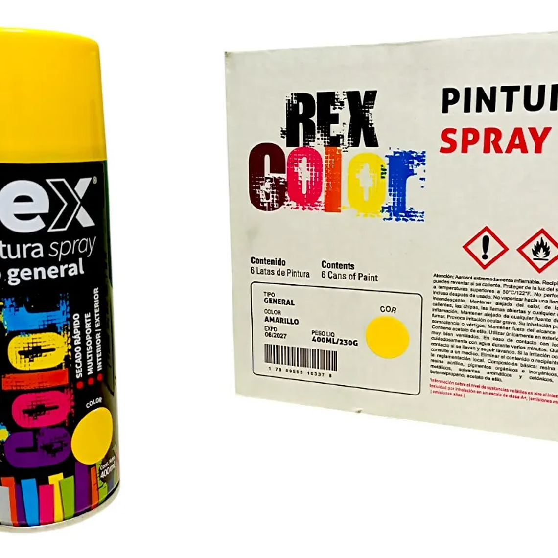 REX PINTURA SPRAY ACRILICA, AMARILLO, 400 ML 1