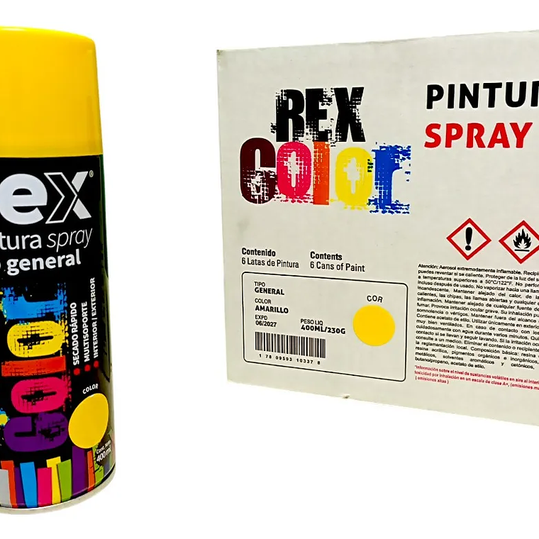 REX PINTURA SPRAY ACRILICA, AMARILLO, 400 ML 1