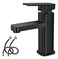 Llave Lavamanos Monomando Diseño Cuadrado Negro Mate - Miniatura 2