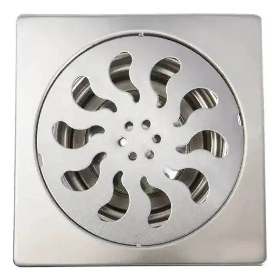 Rejilla de Ducha Cuadrada Betensh Acero Inoxidable Cromado con Marco para Pileta 1
