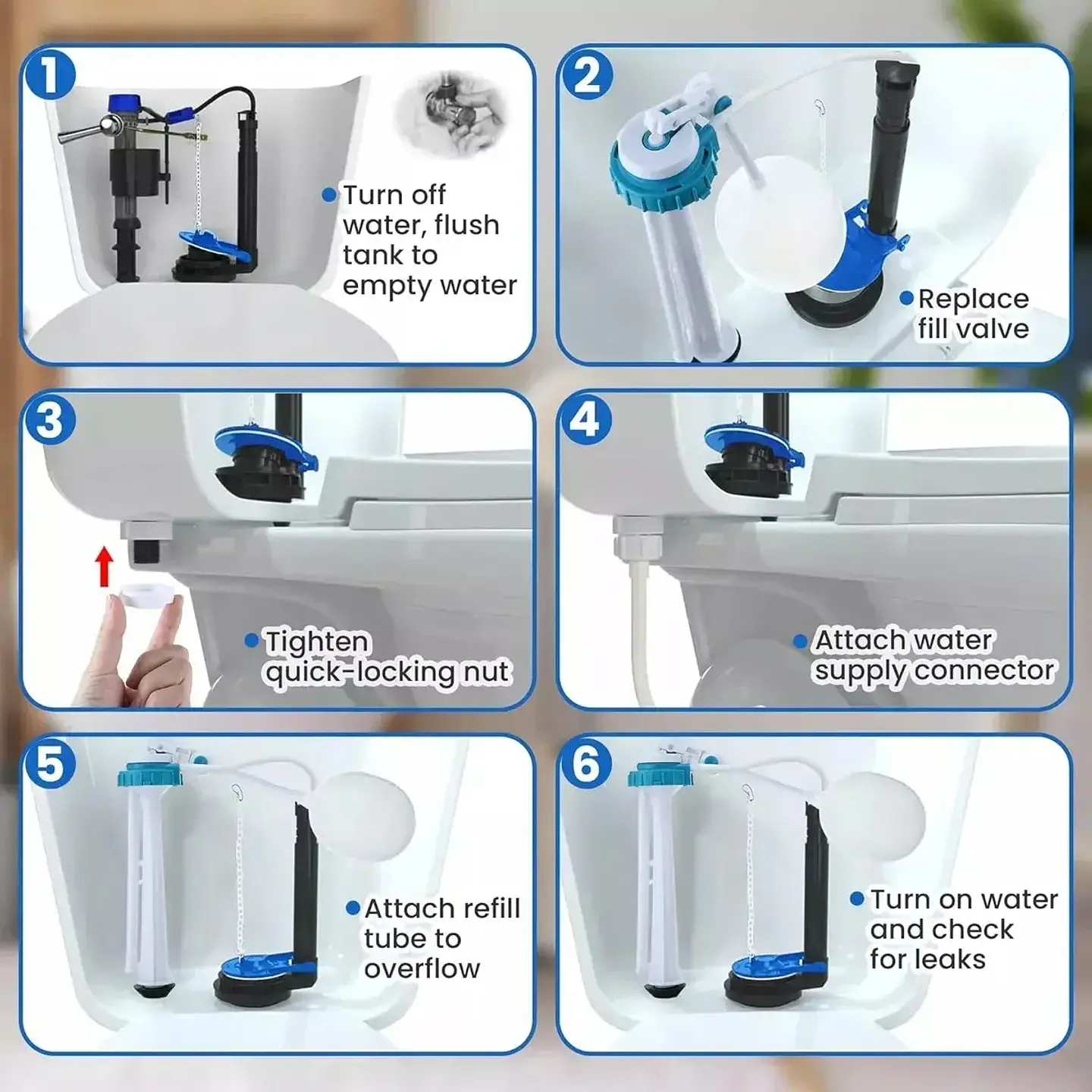Kit de Reparación para Tanque de Inodoro con Válvula Universal 4