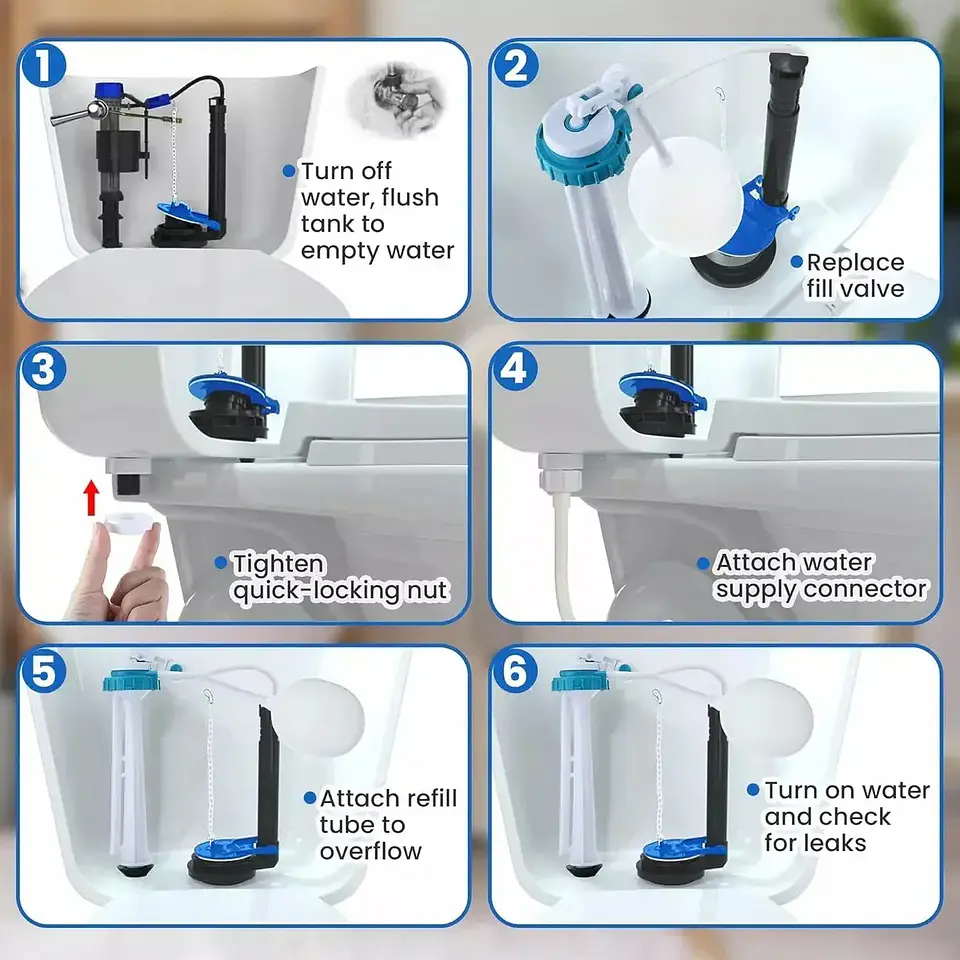 Kit de Reparación para Tanque de Inodoro con Válvula Universal 4