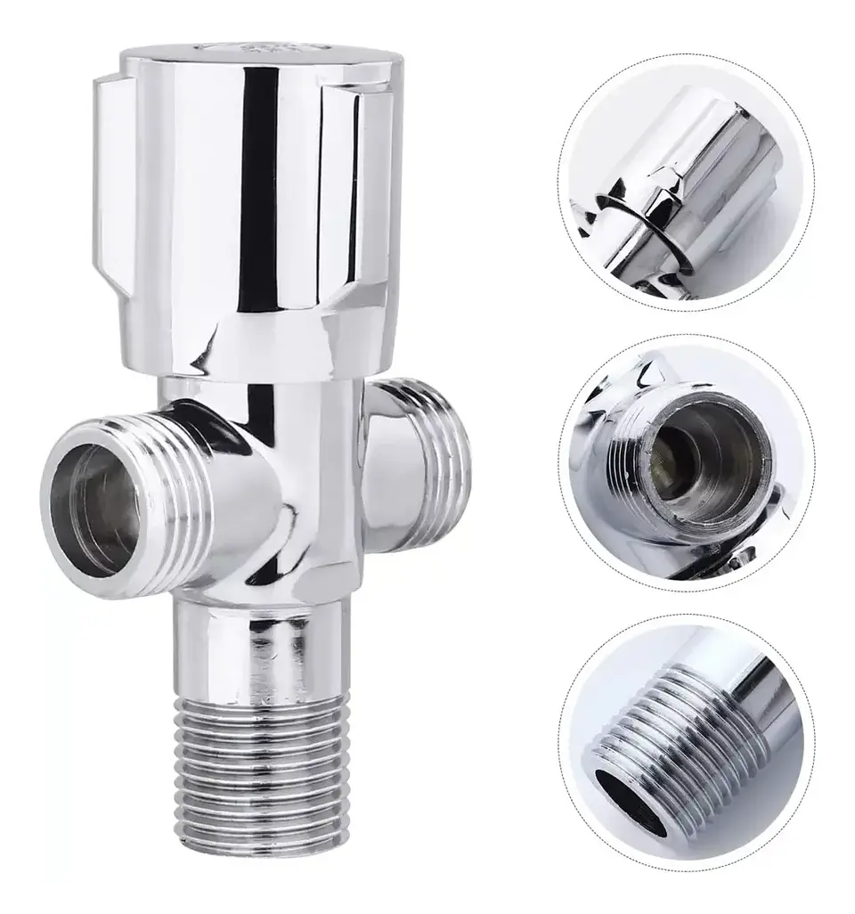Llave Angular Doble Conexión HE 1/2 Cromada 2