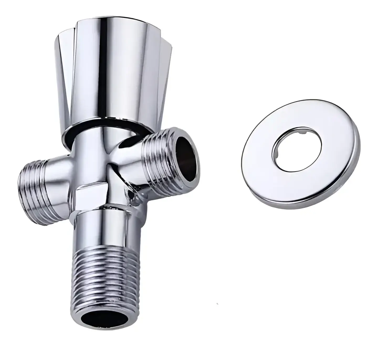 Llave Angular Doble Conexión HE 1/2 Cromada 1