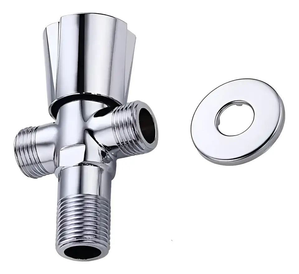Llave Angular Doble Conexión HE 1/2 Cromada 1