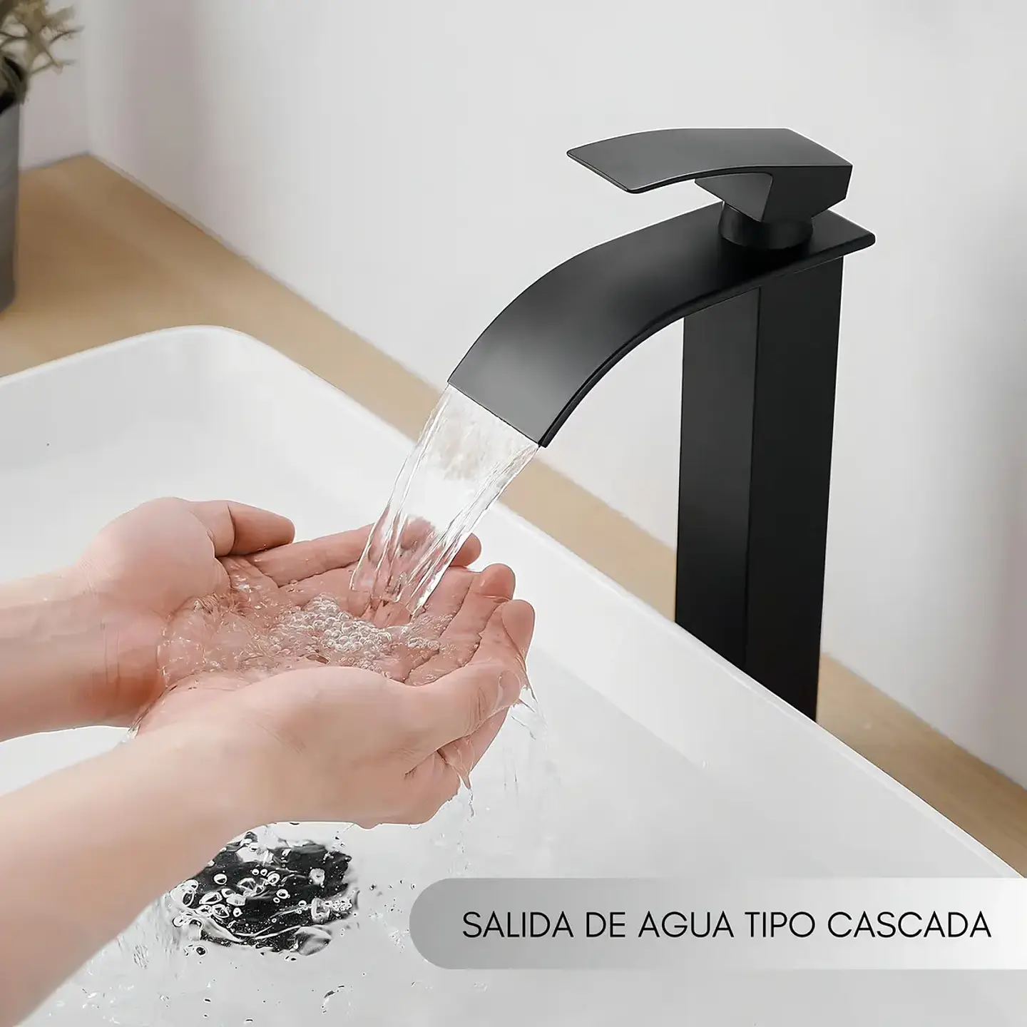 Grifería Baño Monomando Lavamanos Llave Grifo Acero Acabado Mate Color Negro 4