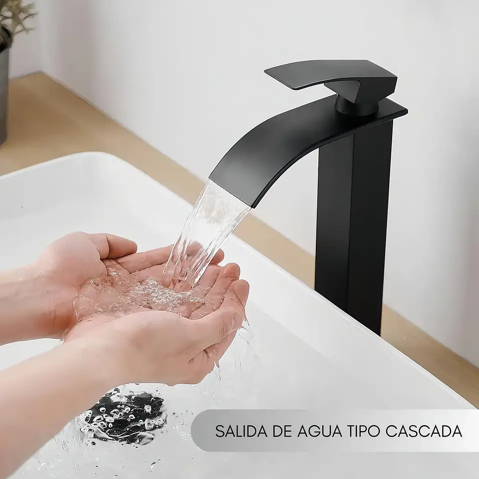 Grifería Baño Monomando Lavamanos Llave Grifo Acero Acabado Mate Color Negro 4