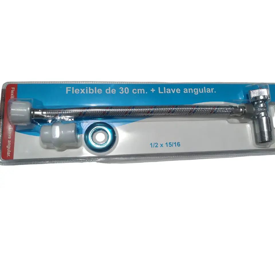 Flexible 30 cm Con Llave De Paso Angular 1/2 X 15.16 Baño WC 1