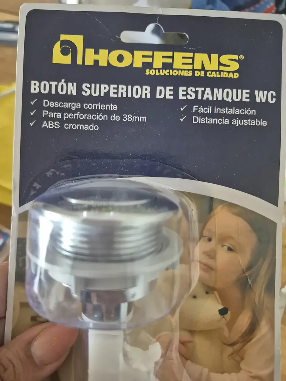 Botón Superior WC Hoffens Cromado Ajustable 38mm 1 Descarga  3