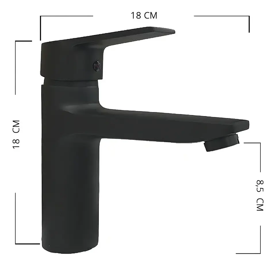 Llave Monomando Lavatorio Notte Acabado Negro Mate 4