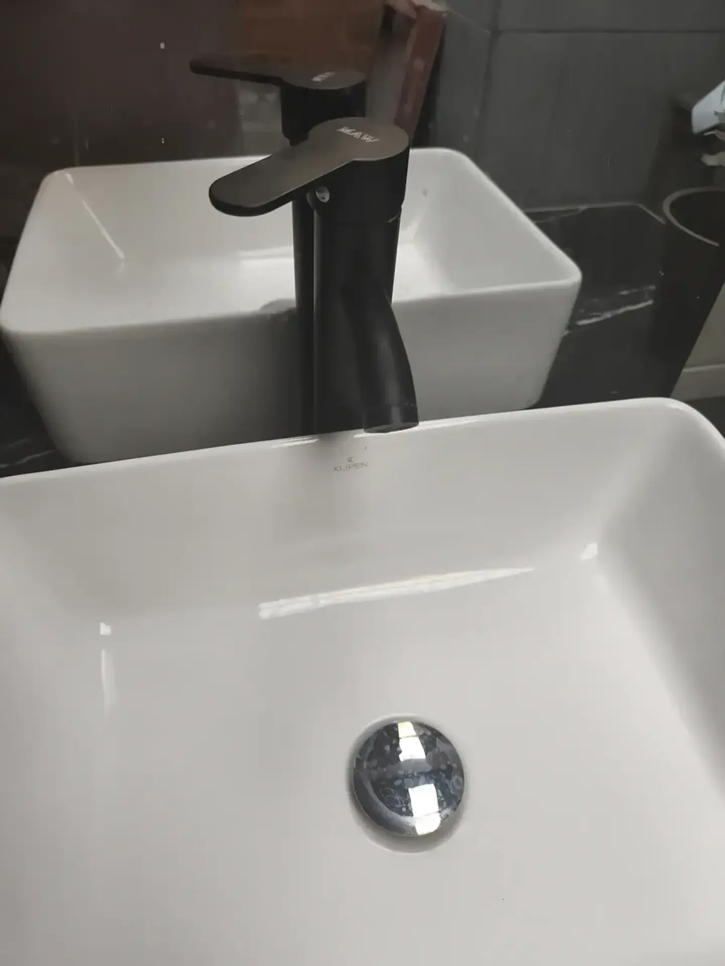 Falta Imagen Llave Monomando Vanitorio Alto Acero Inoxidable Negro Mate 1