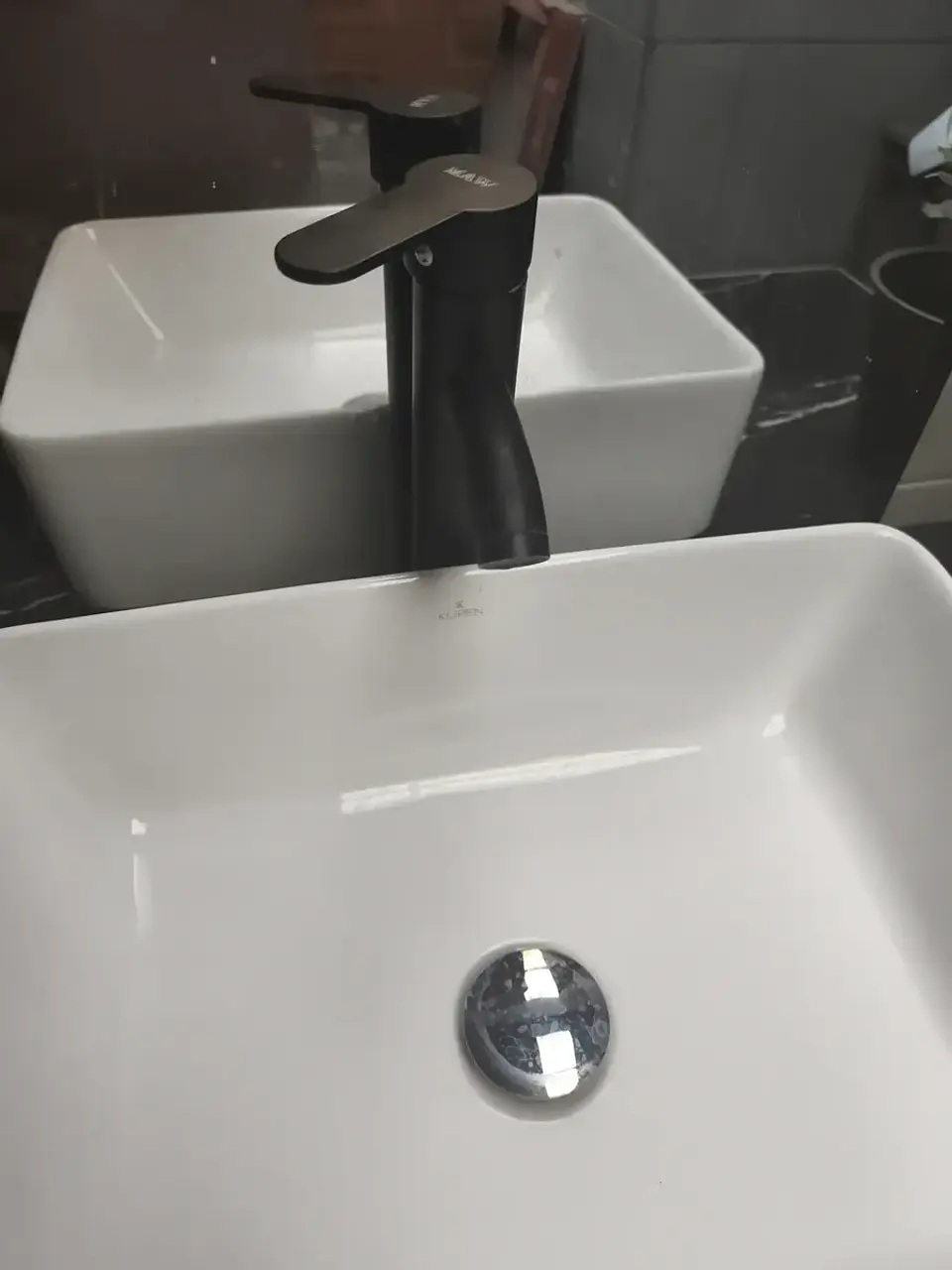 Falta Imagen Llave Monomando Vanitorio Alto Acero Inoxidable Negro Mate 1