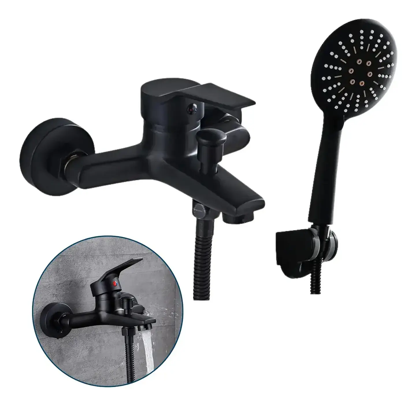 Llave Tina Ducha Monomando Negro Mate 1