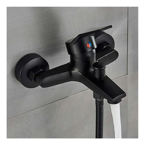 Llave Tina Ducha Monomando Negro Mate
