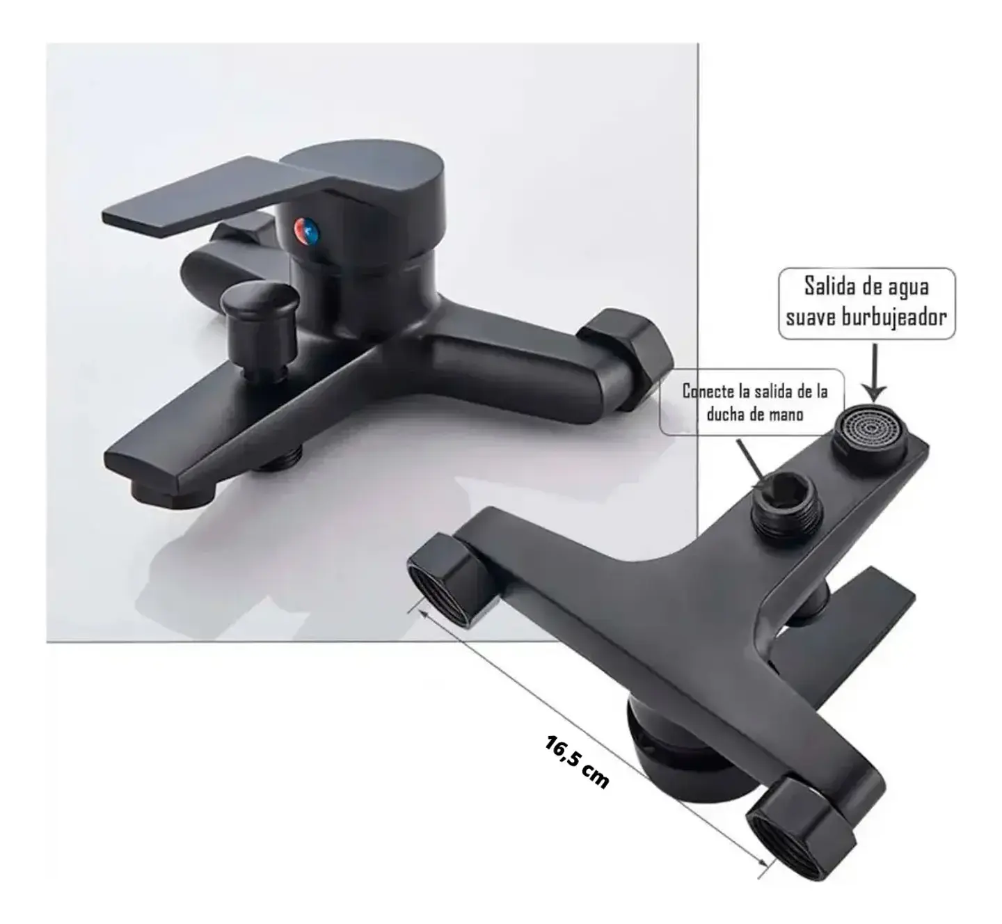 Llave Tina Ducha Monomando Negro Mate 3