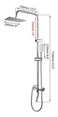 Columna Ducha Tina Llave Monomando 2 En 1 Moderna Cuadrada Cromo - Miniatura 3