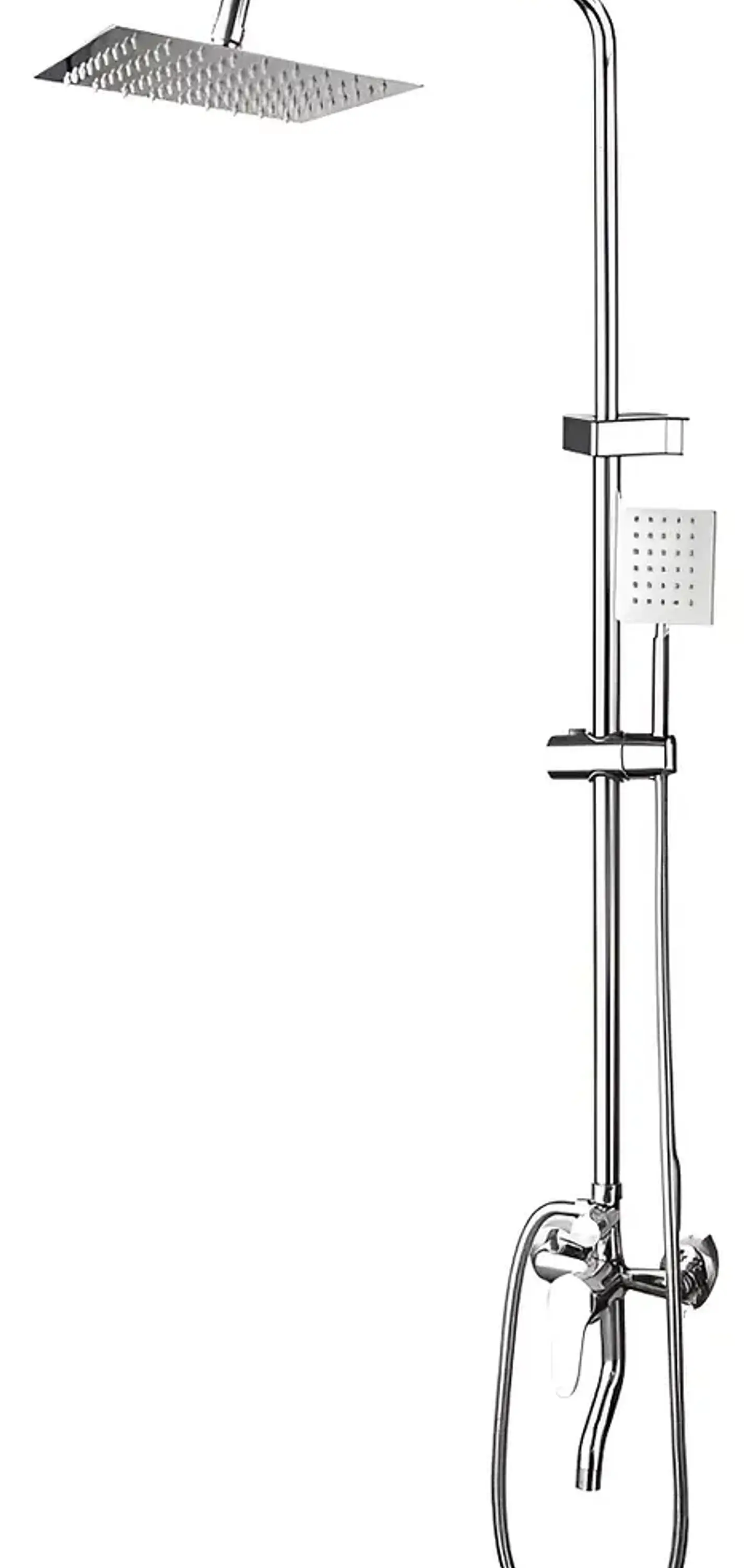 Columna Ducha Tina Llave Monomando 2 En 1 Moderna Cuadrada Cromo 5