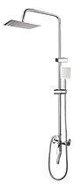 Columna Ducha Tina Llave Monomando 2 En 1 Moderna Cuadrada Cromo - Miniatura 5