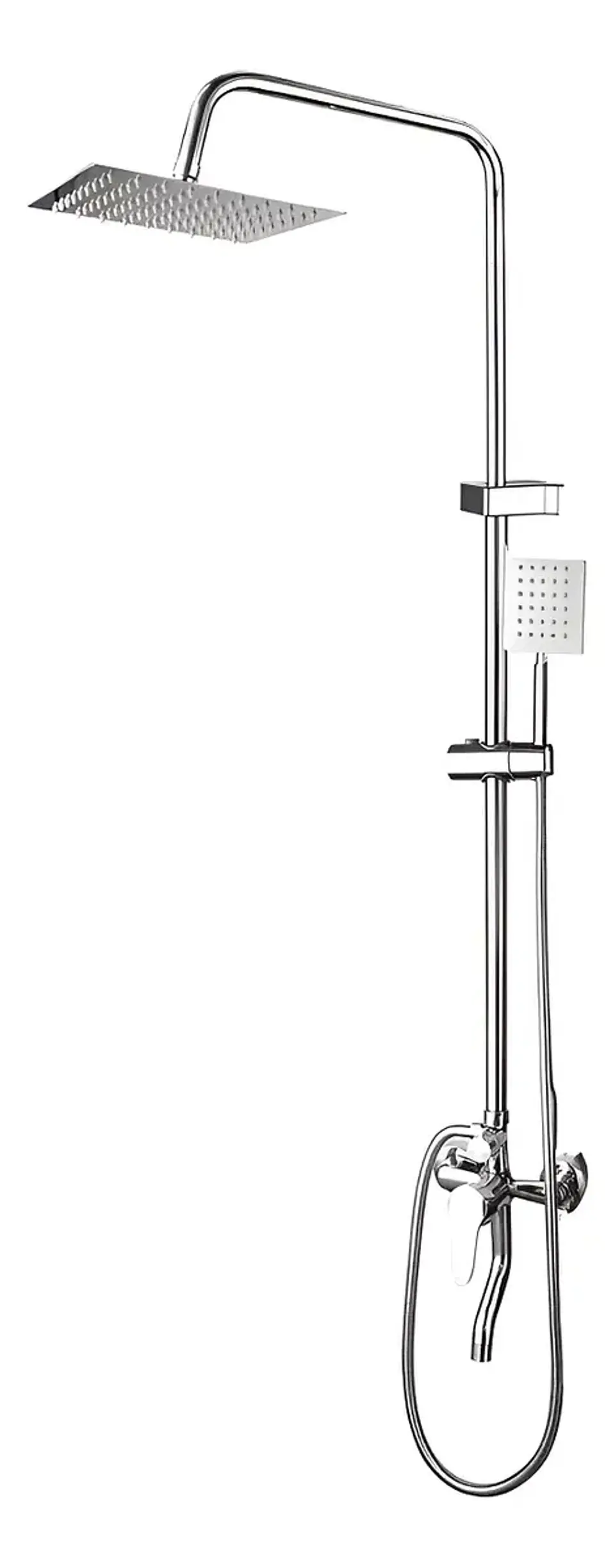 Columna Ducha Tina Llave Monomando 2 En 1 Moderna Cuadrada Cromo 5