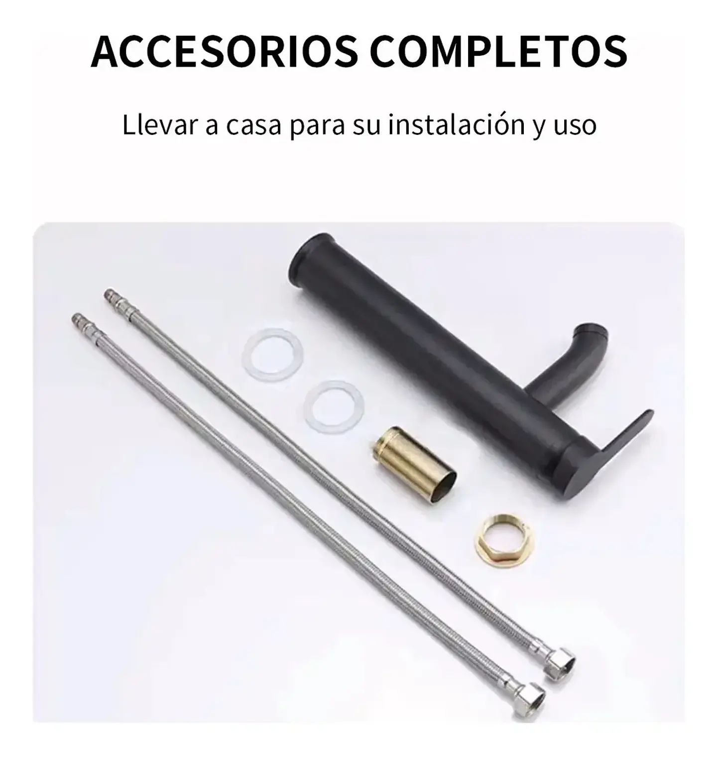 Llave Monomando Vanitorio Alto Acero Inoxidable Negro Mate 5
