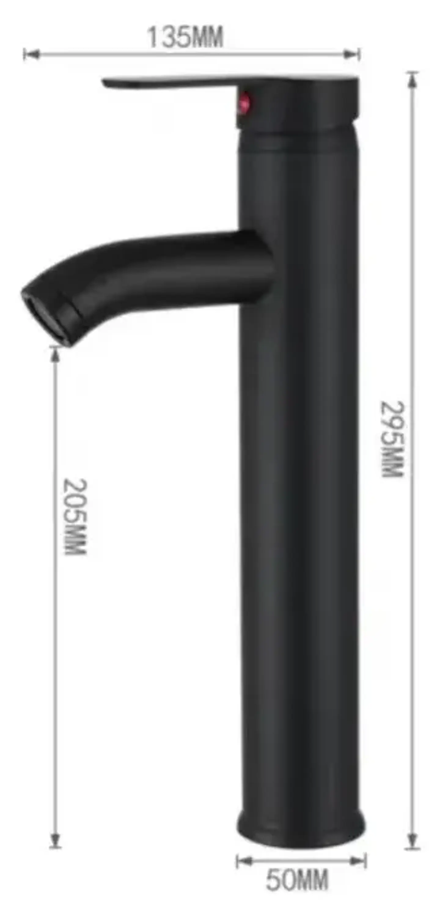 Llave Monomando Vanitorio Alto Acero Inoxidable Negro Mate 8