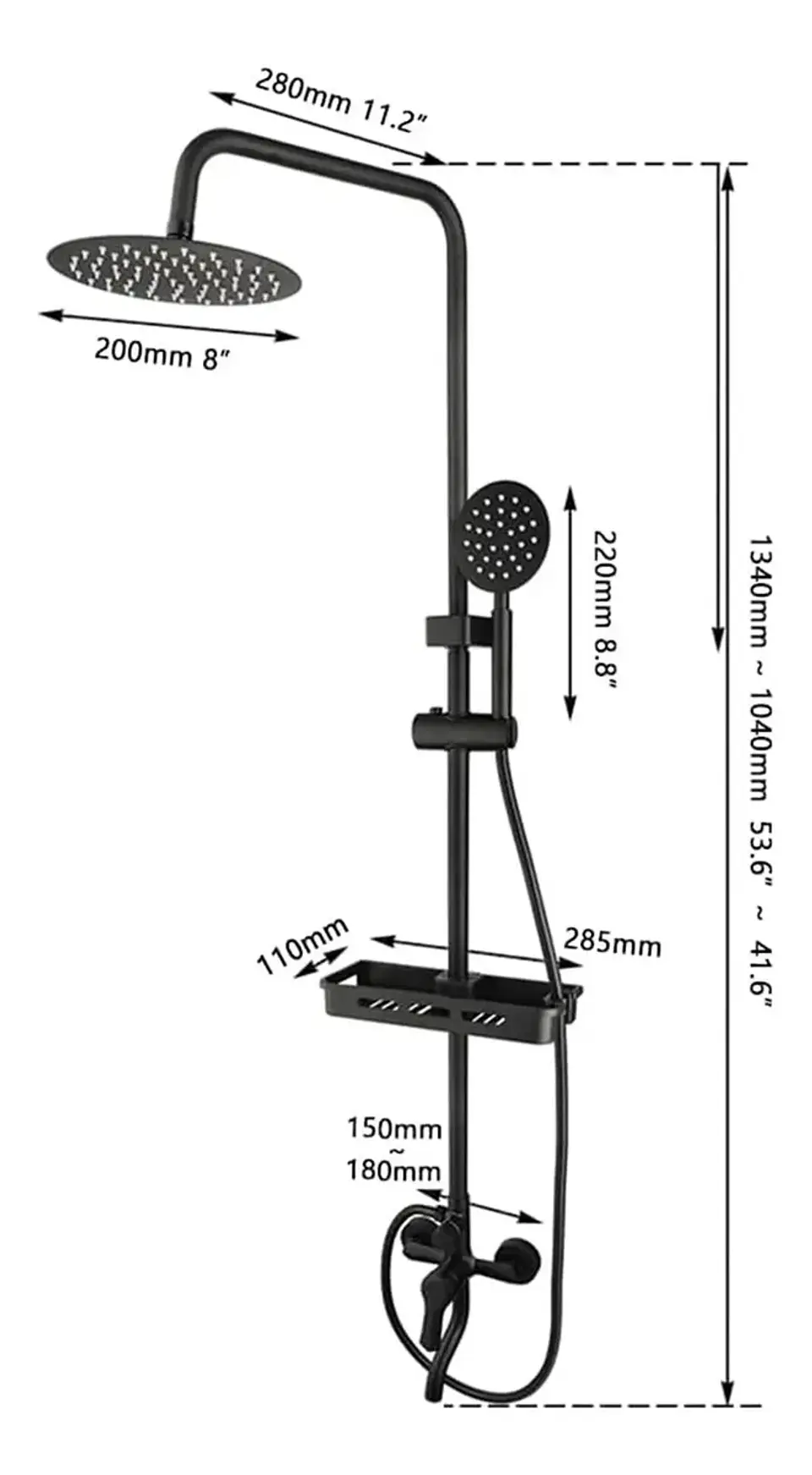 Columna De Ducha 3 Funciones + Llave Monomando Con Jabonera 1
