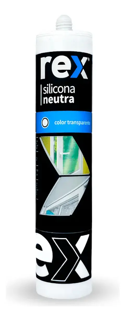 Silicona Neutra Transparente Rex de 300 ml para Vidrio y Aluminio
