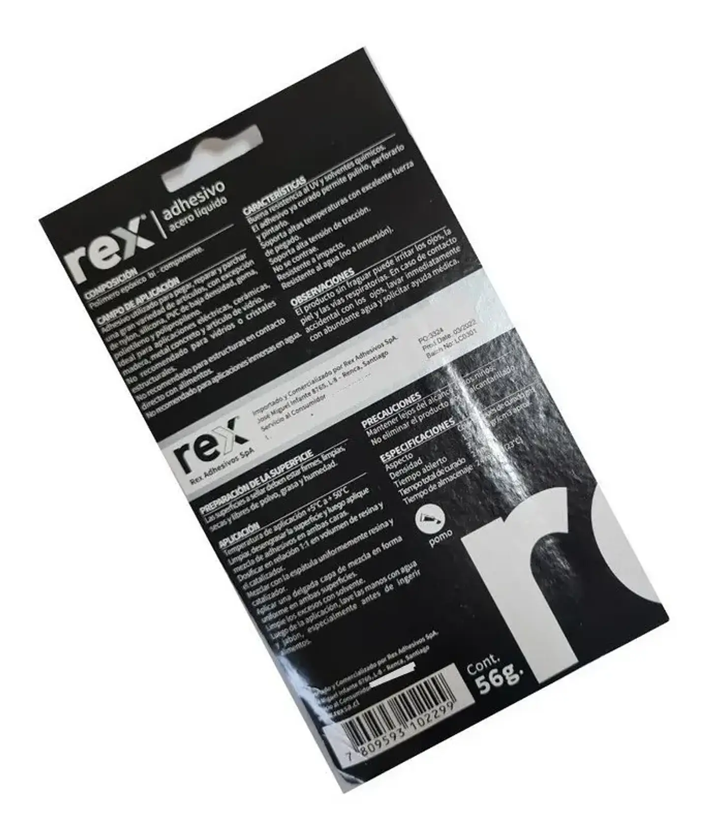 Pegamento Adhesivo Acero Líquido Rex Gris 56g 3