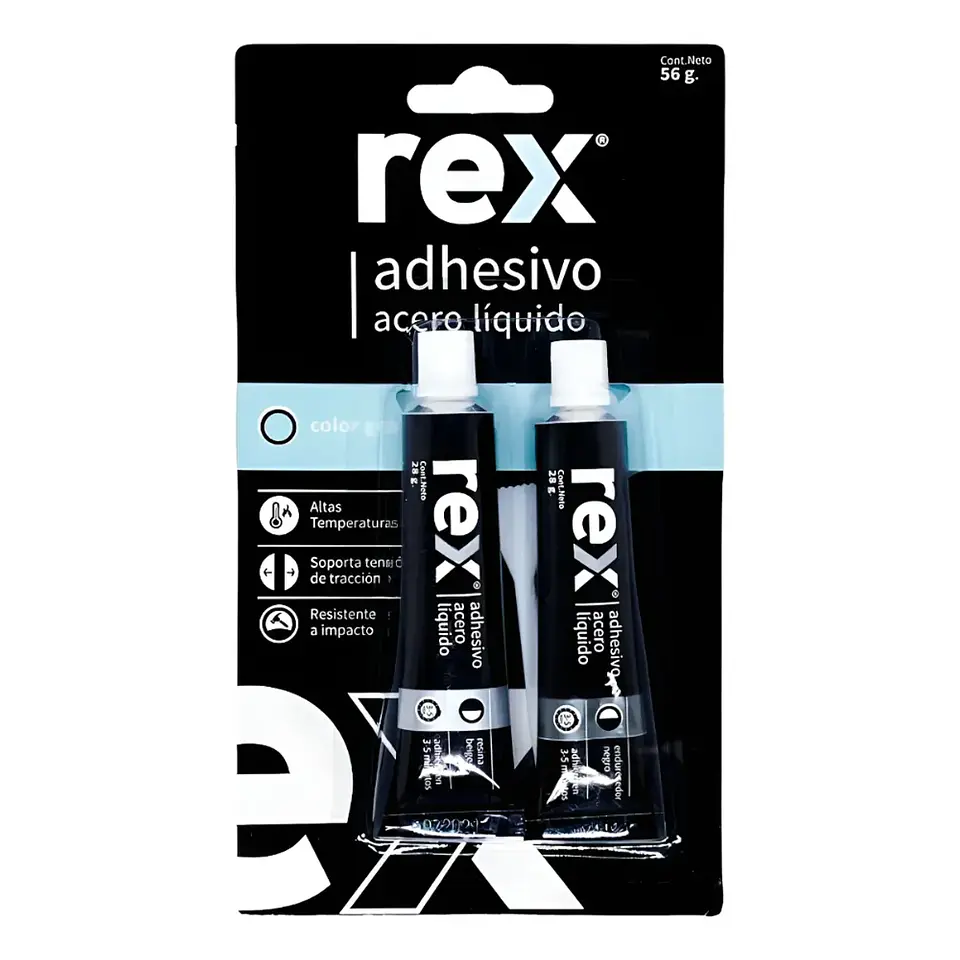 Pegamento Adhesivo Acero Líquido Rex Gris 56g 4