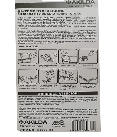 Silicona Automotriz Alta Temperatura Rojo | Sellador Motor
