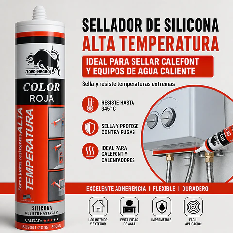 Silicona Alta Temperatura 300 Ml Roja Sellante Sellador