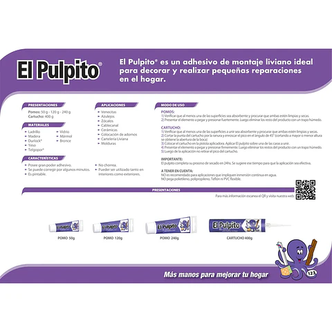 Pegamento Líquido El Pulpito Blanco No Tóxico 50g
