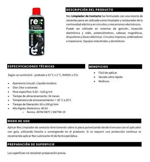 Limpiador De Contacto Multiuso Rex 400ml