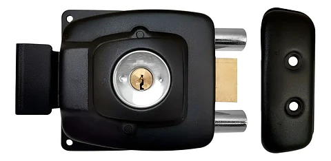 Chapa Cerradura Sobreponer Cerrojo Doble Seguridad Hogar Color Negro