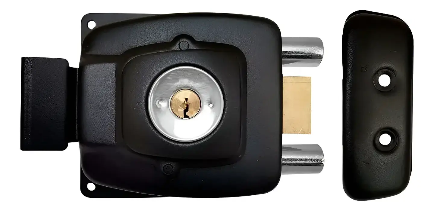 Chapa Cerradura Sobreponer Cerrojo Doble Seguridad Hogar Color Negro 1