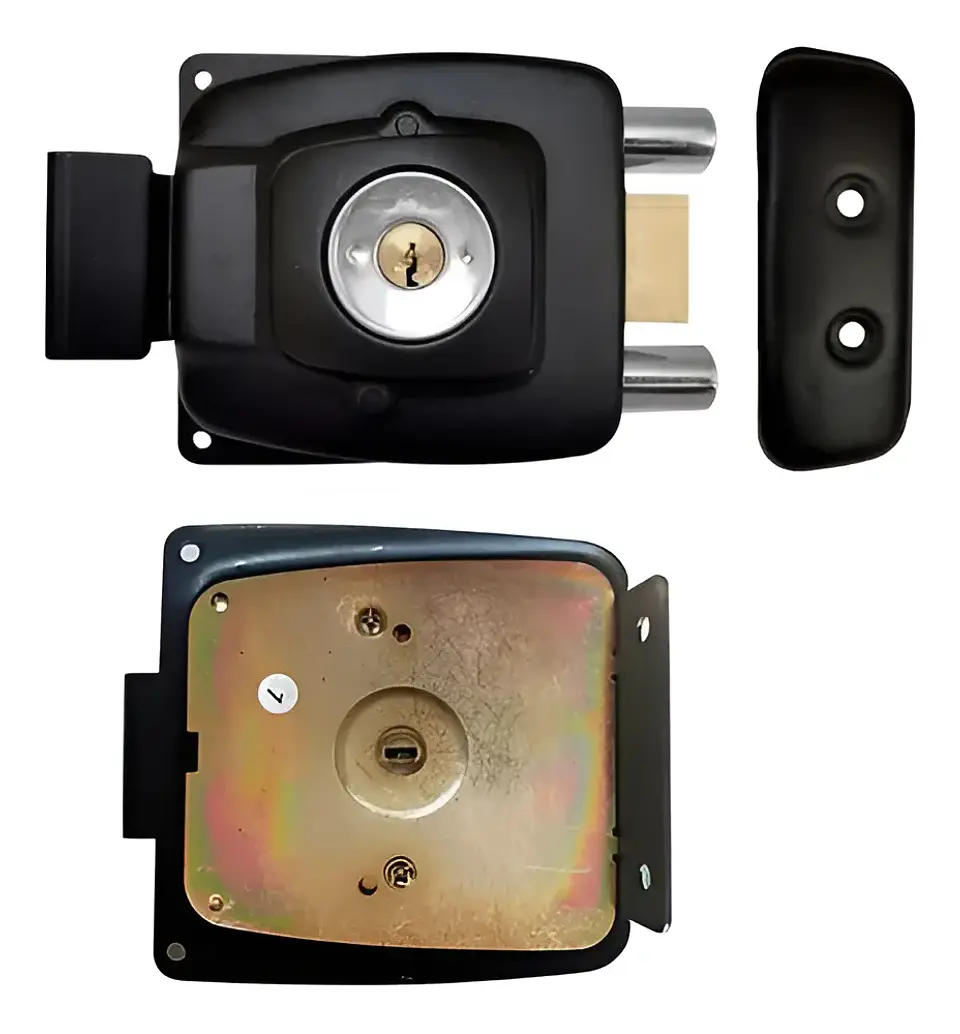 Chapa Cerradura Sobreponer Cerrojo Doble Seguridad Hogar Color Negro 2