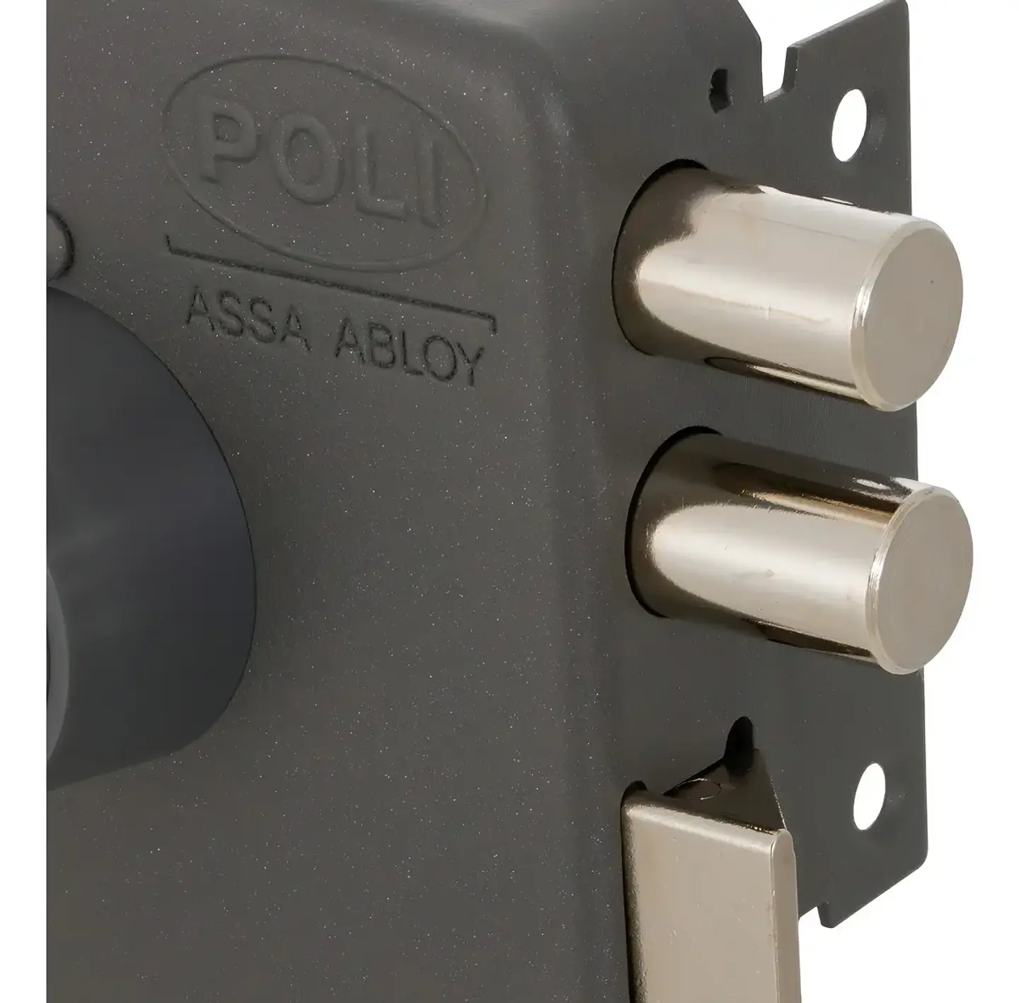 Cerradura Sobreponer Poli 2010 2 Pitones Para Puerta Acceso y Reja Gris 5